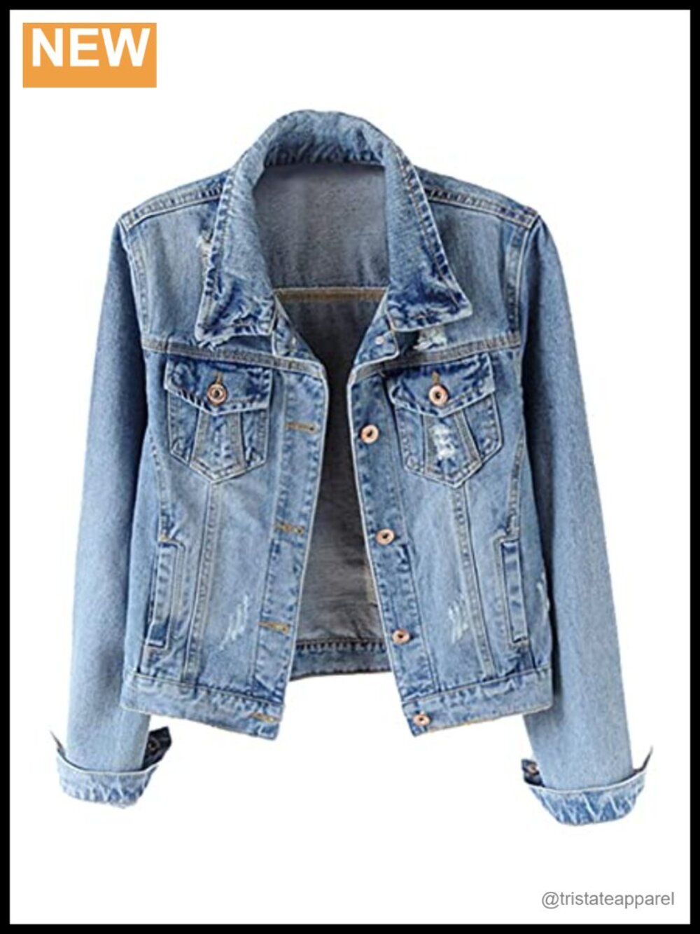 Kedera Womens Distressed Ripped Denim Jacket Cotton Blend Long Sleeve